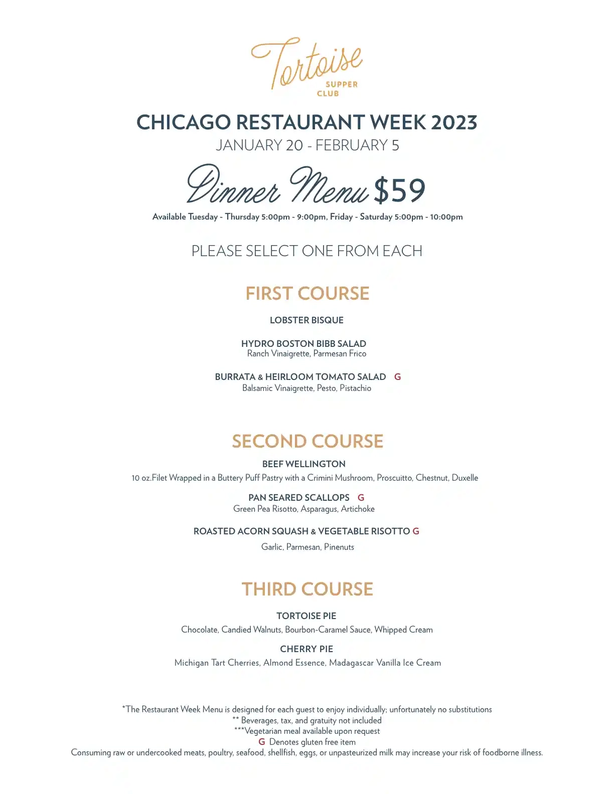 Chicago Restaurant Week 2023 Menu Tortoise Supper Club