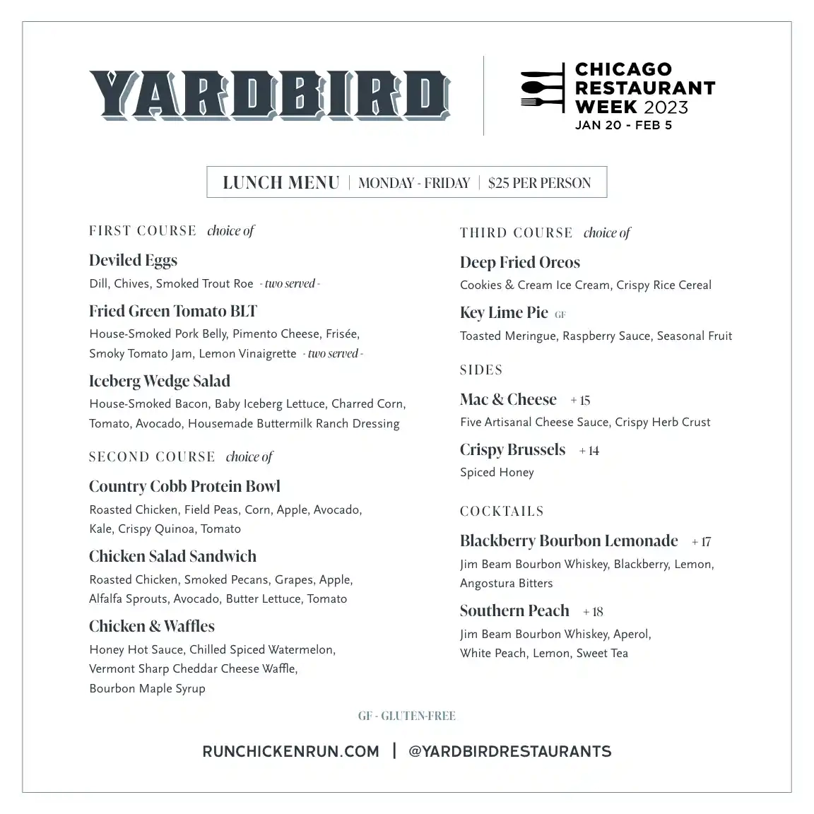 Chicago Restaurant Week 2023 Menu Yardbird Southern Table