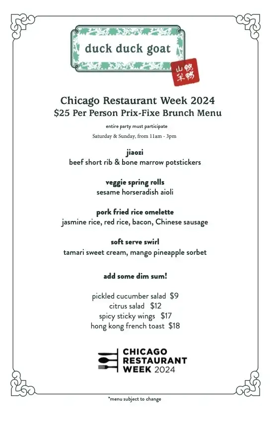 Chicago Restaurant Week 2024 Menu Duck Duck Goat 1