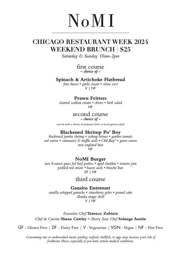 Chicago Restaurant Week 2024 Menu Nomi Brunch