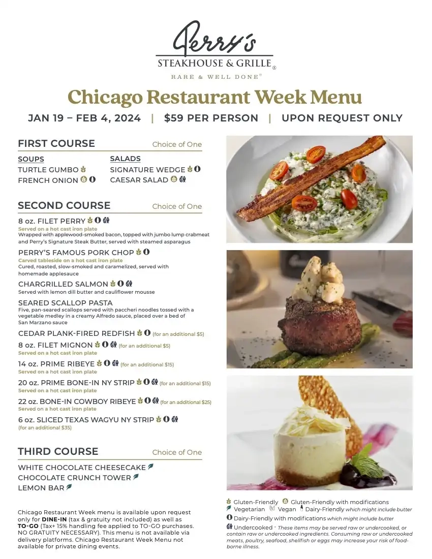 Chicago Restaurant Week 2024 Menu Perry's Steakhouse And Grille Schaumburg