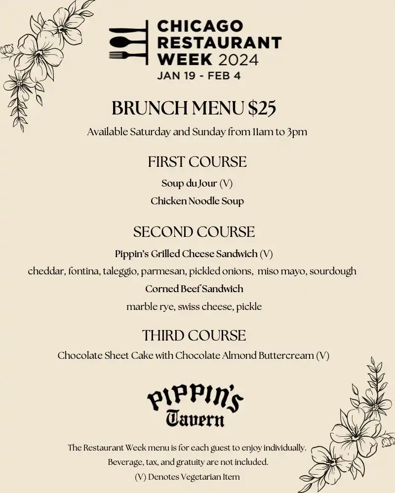 Chicago Restaurant Week 2024 Menu Pippin’s Tavern Brunch