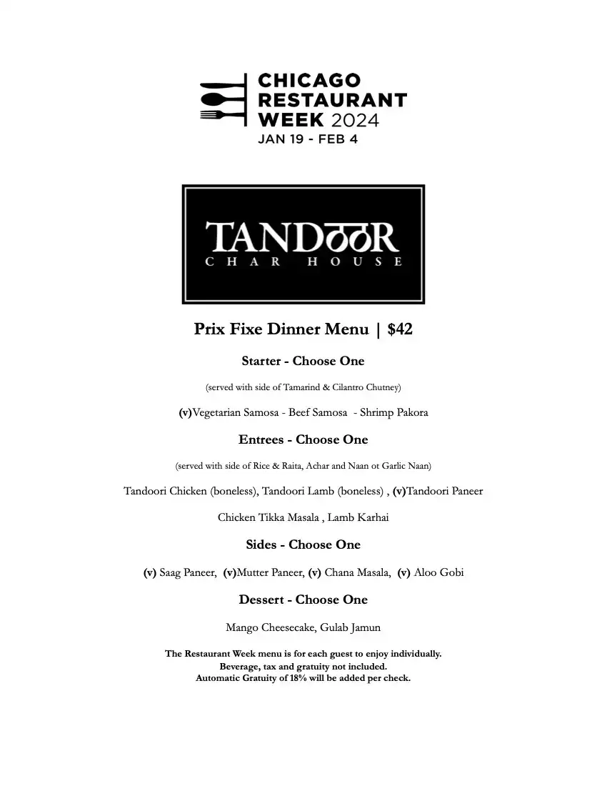 Chicago Restaurant Week 2024 Menu Tandoor Char House