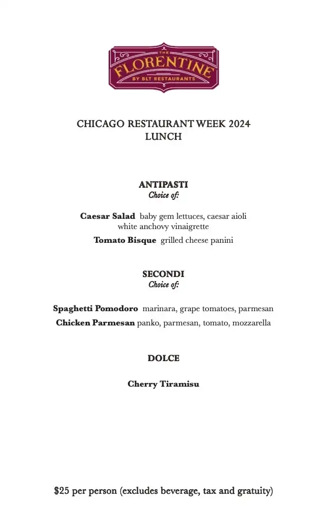 Chicago Restaurant Week 2024 Menu The Florentine Lunch