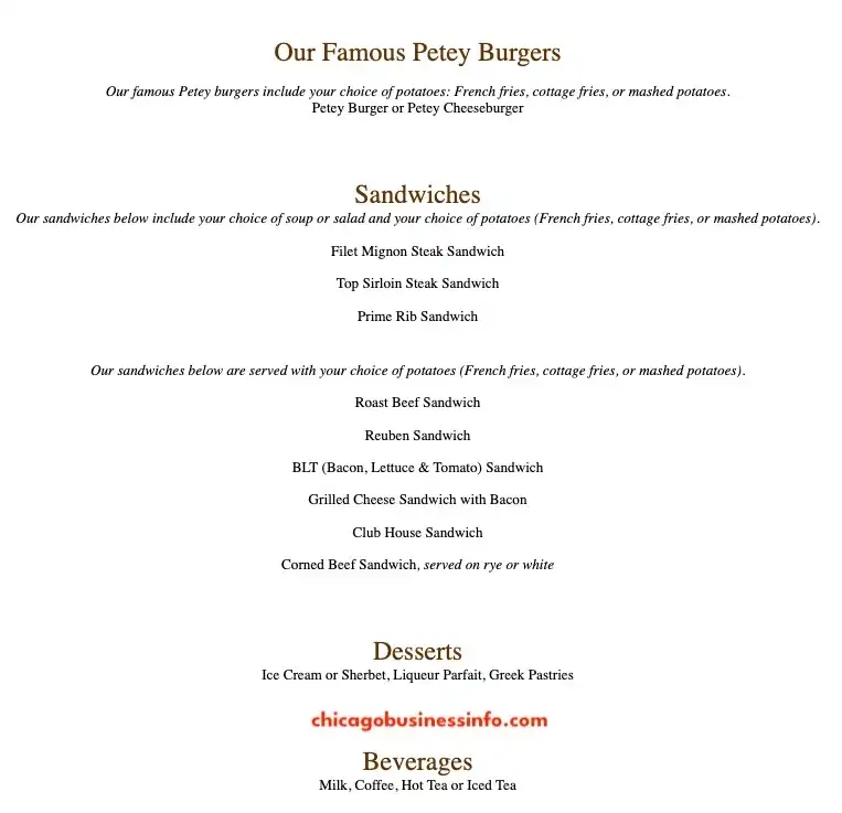 Petey's II Restaurant & Lounge Orland Park Dinner Lunch Menu 3