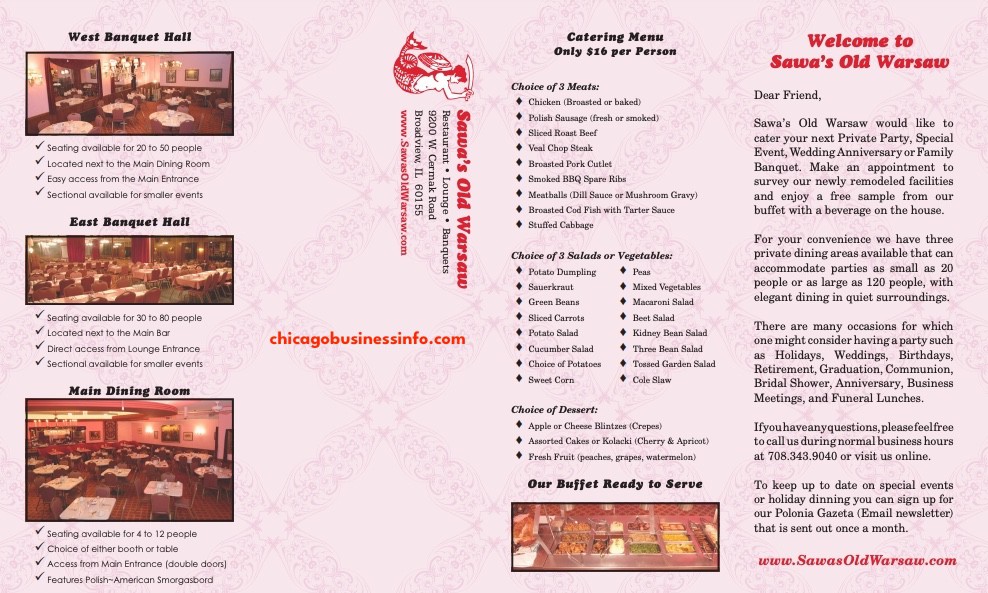 Sawas Old Warsaw Broadview Buffet Menu 1