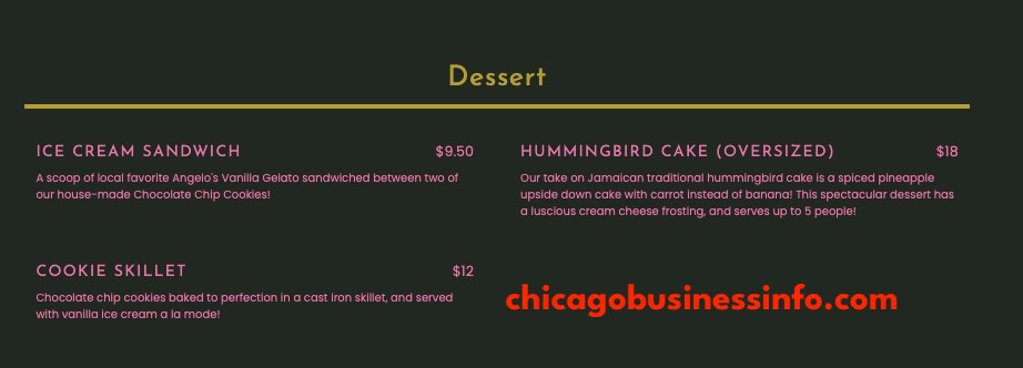Lost Never Found Chicago Desserts Menu