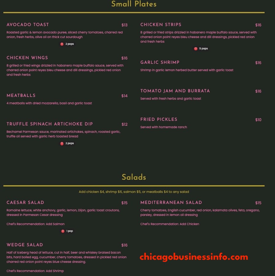 Lost Never Found Chicago Small Plates Salads Menu