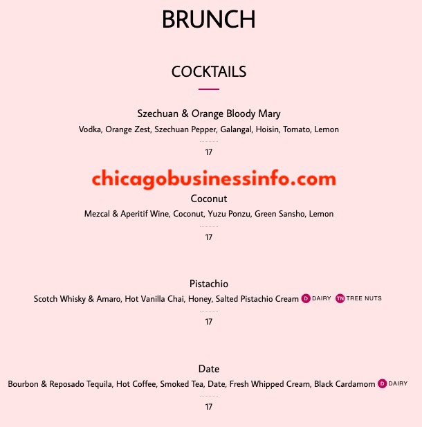 Bambola and Coquette Chicago Brunch Menu 1