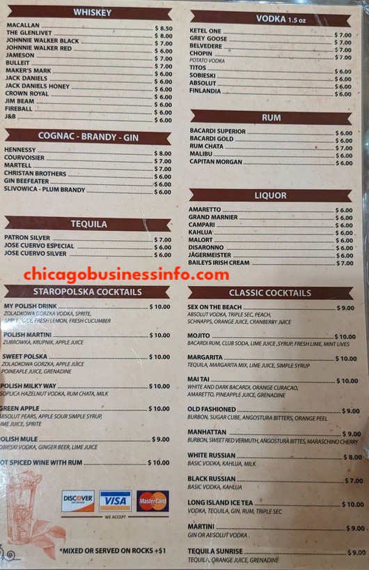 Staropolska Restaurant Chicago Menu 3