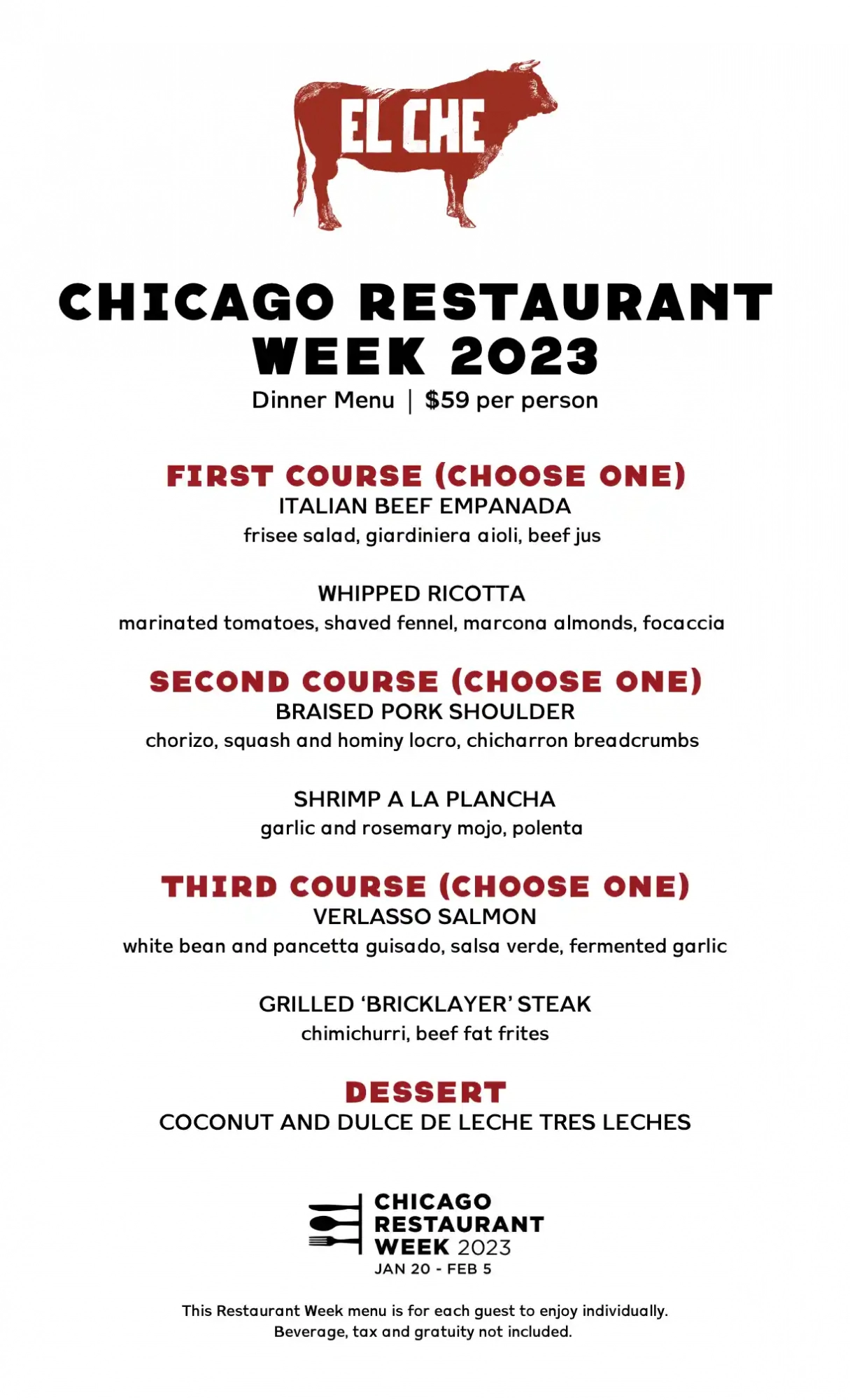 Chicago Restaurant Week 2023 Menu El Che