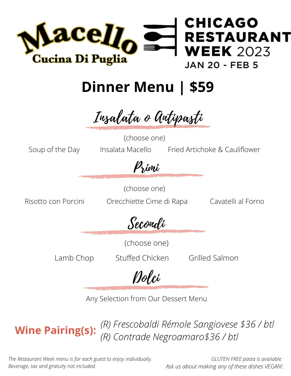 Chicago Restaurant Week 2023 Menu Macello Cucina Di Puglia
