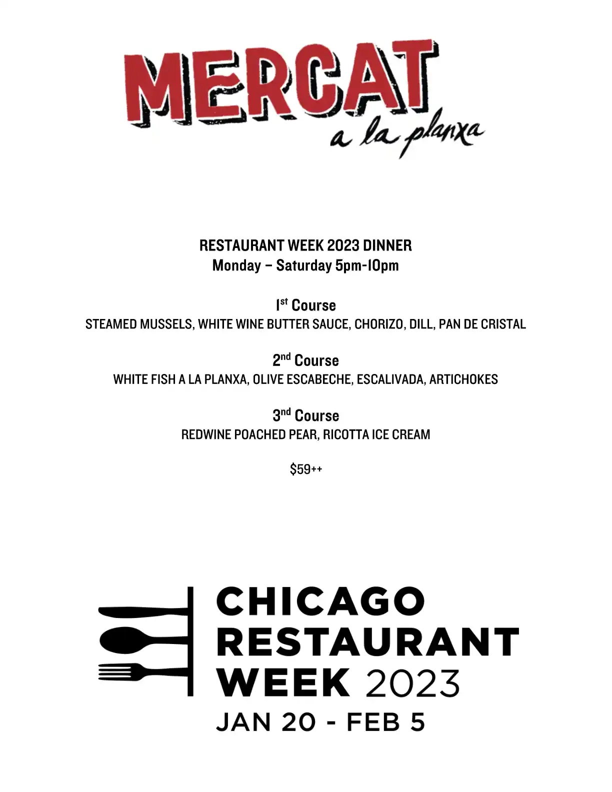 Chicago Restaurant Week 2023 Menu Mercat A La Planxa Dinner