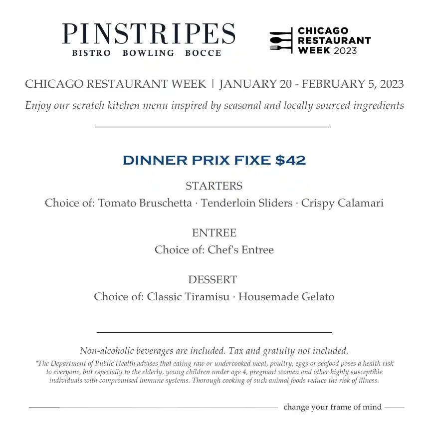 Chicago Restaurant Week 2023 Menu Pinstripes Dinner