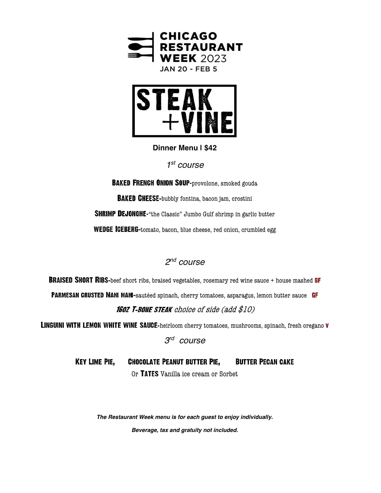 Chicago Restaurant Week 2023 Menu Steak And Vine