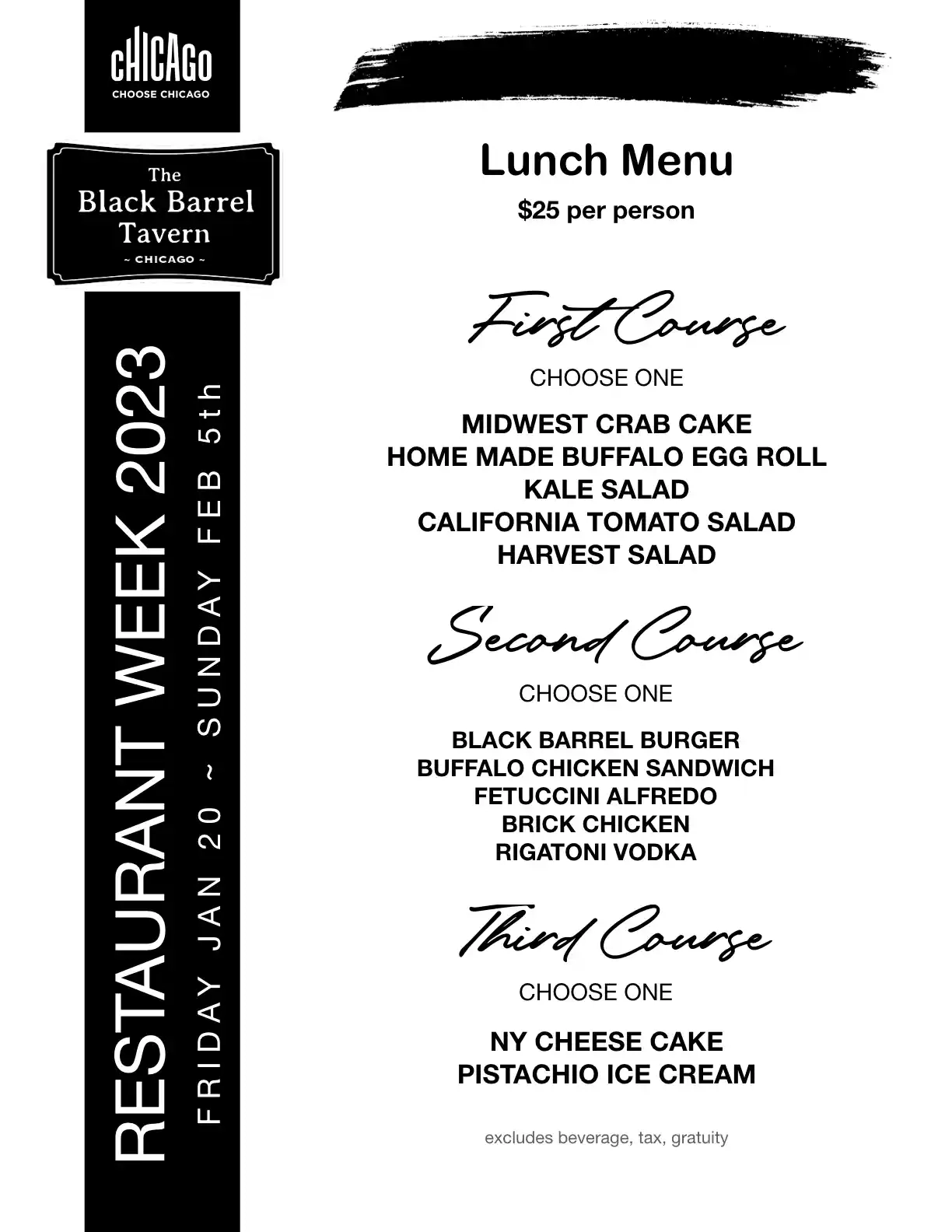 Chicago Restaurant Week 2023 Menu The Black Barrel Tavern Lunch