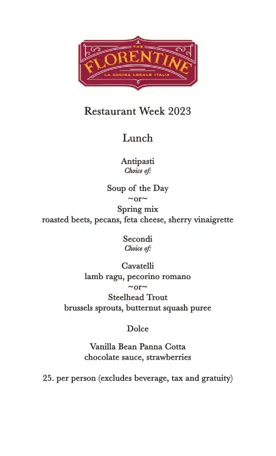 Chicago Restaurant Week 2023 Menu The Florentine