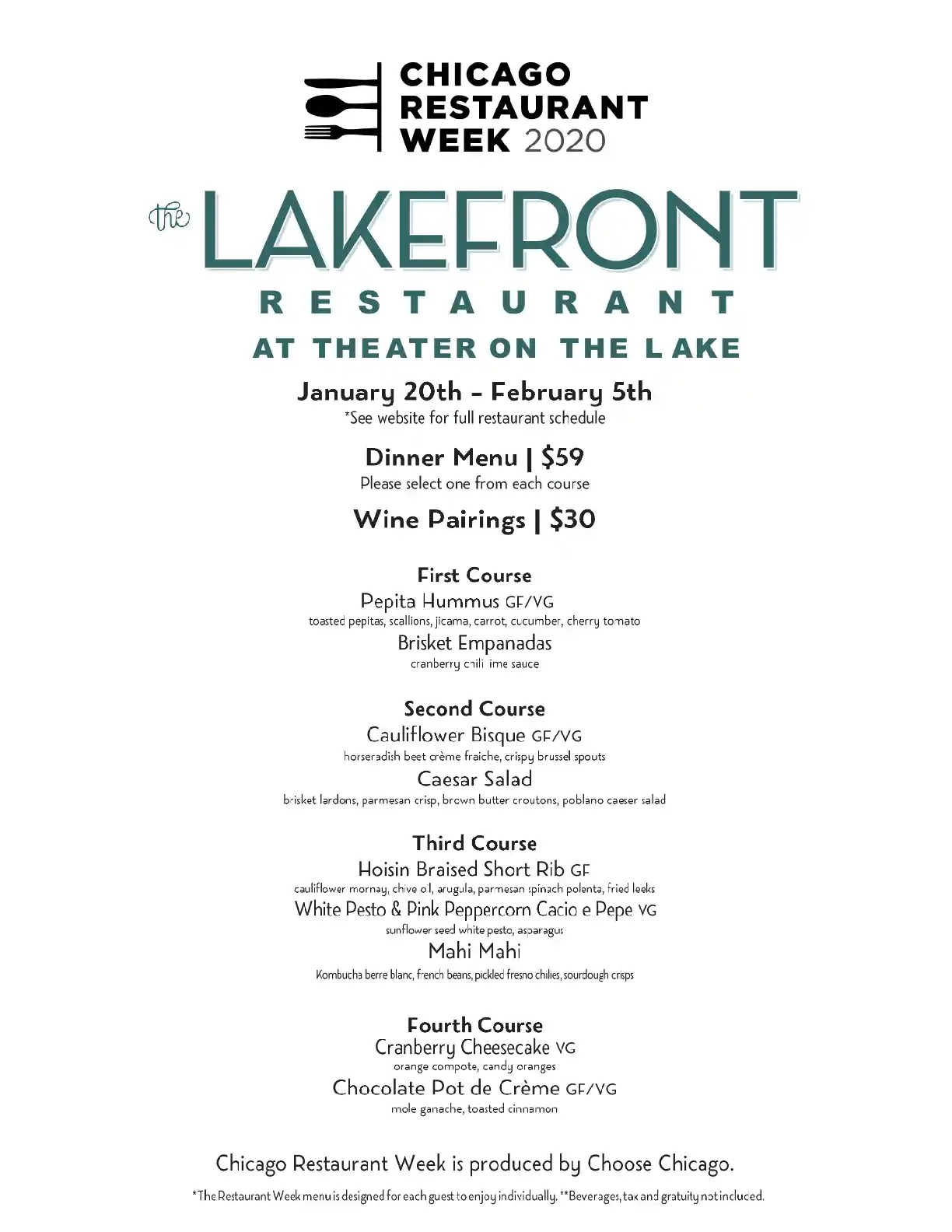 Chicago Restaurant Week 2023 Menu The Lakefront