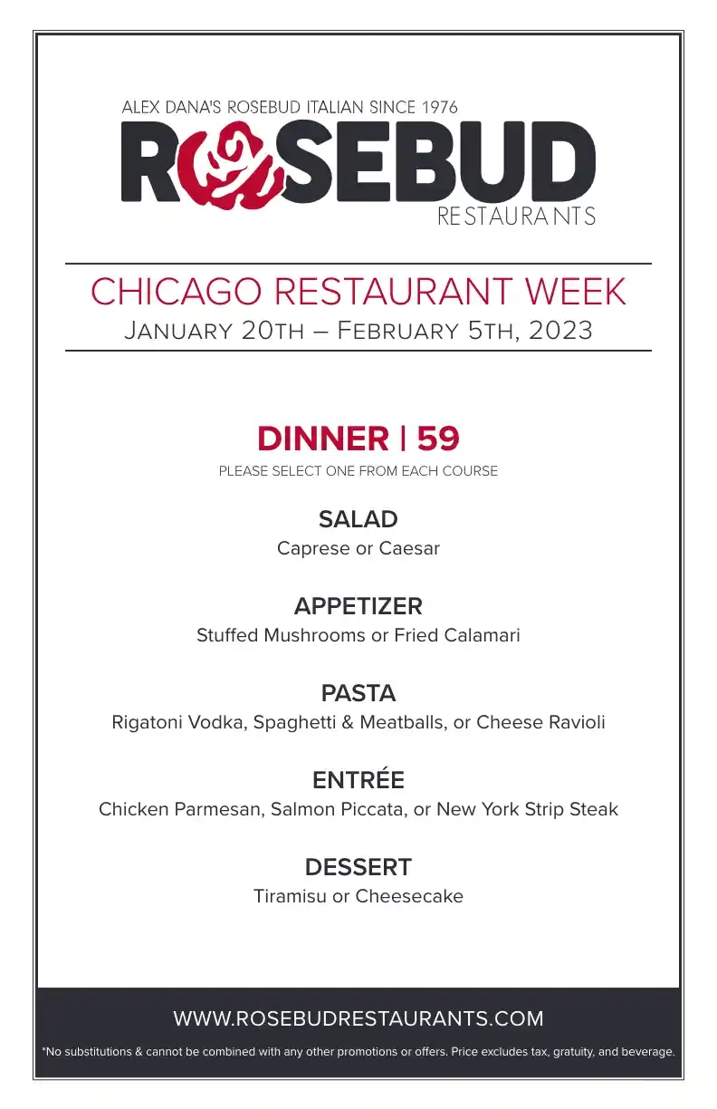 Chicago Restaurant Week 2023 Menu The Rosebud
