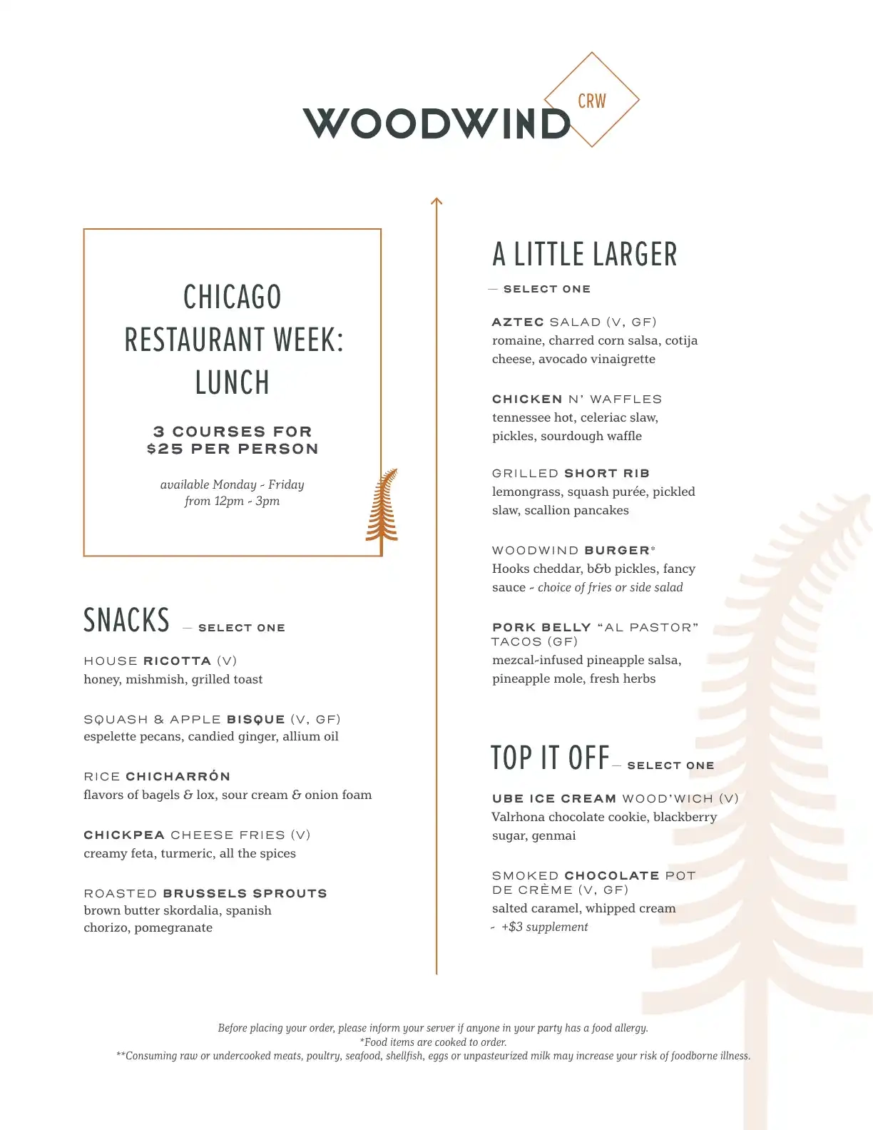 Chicago Restaurant Week 2023 Menu Woodwind