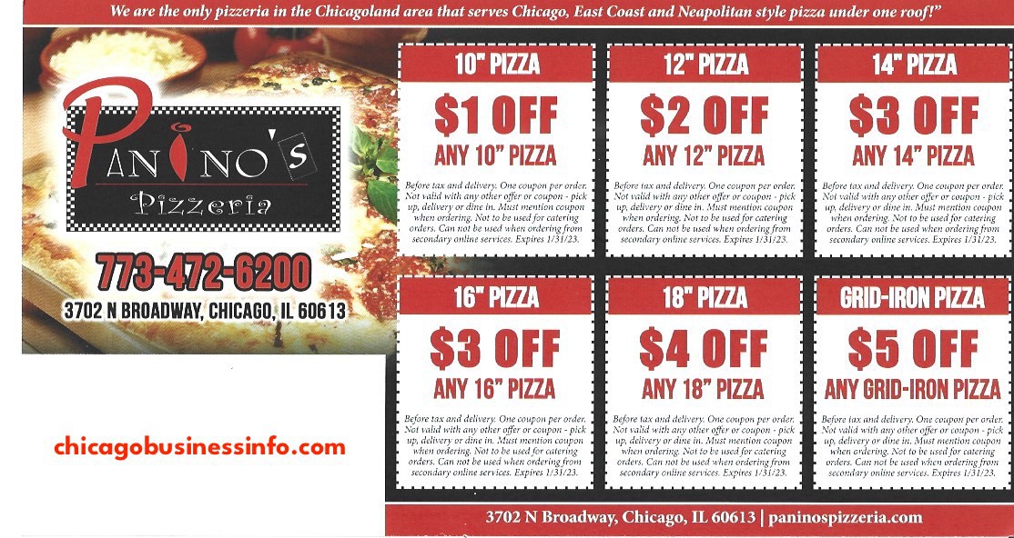 Paninos Pizzeria Chicago Coupons