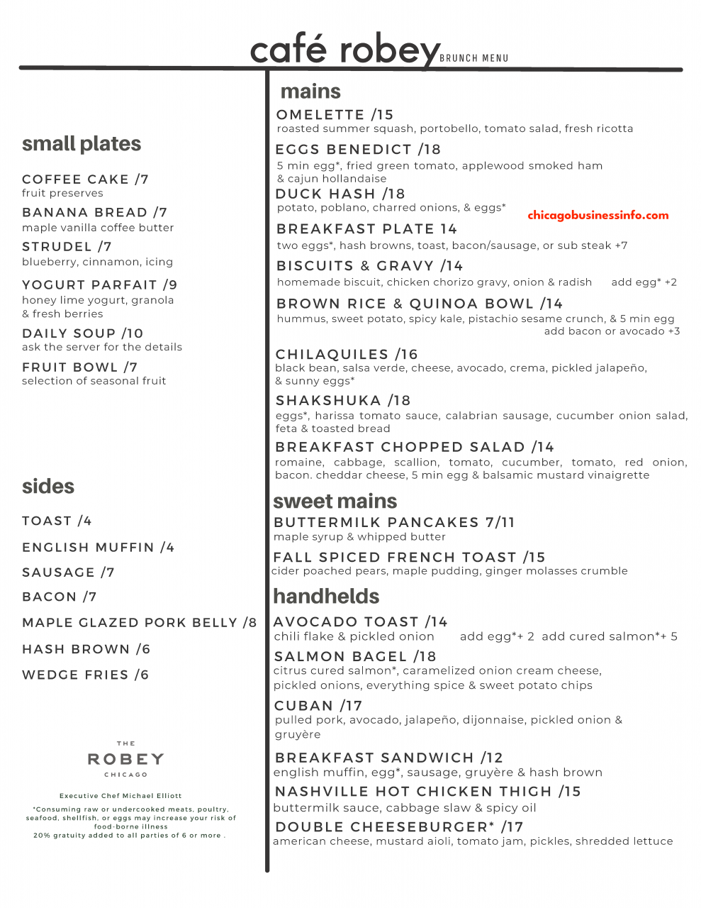 Cafe Robey Chicago Brunch Menu 1