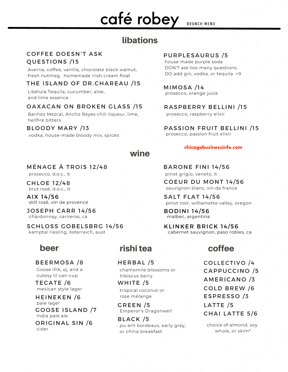 Cafe Robey Chicago Brunch Menu 2