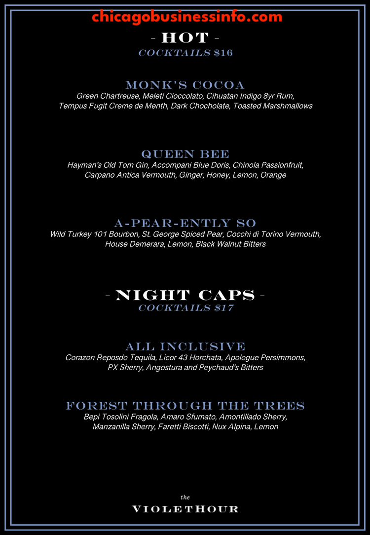 The Violet Hour Drinks Cocktails Menu 3