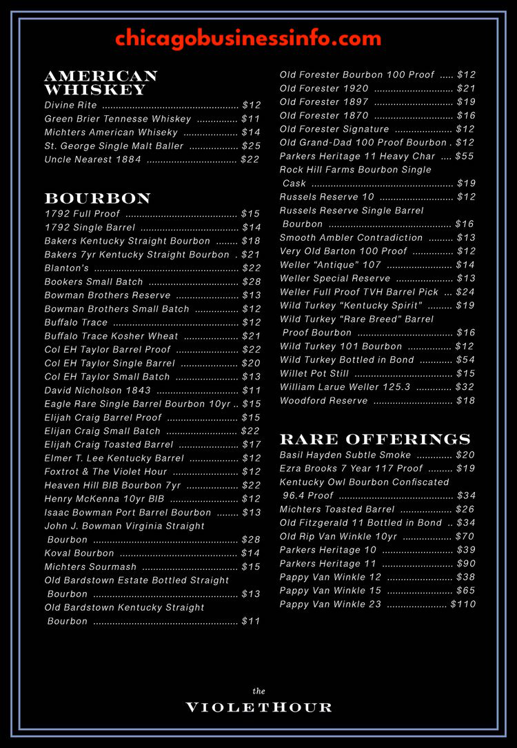 The Violet Hour Drinks Cocktails Menu 7