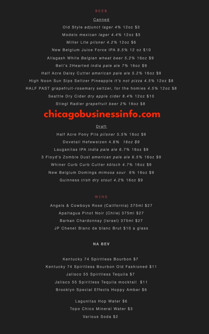 The Revel Room Chicago Menu 2