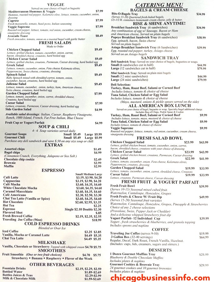 The Great American Bagel Chicago Madison Menu 2