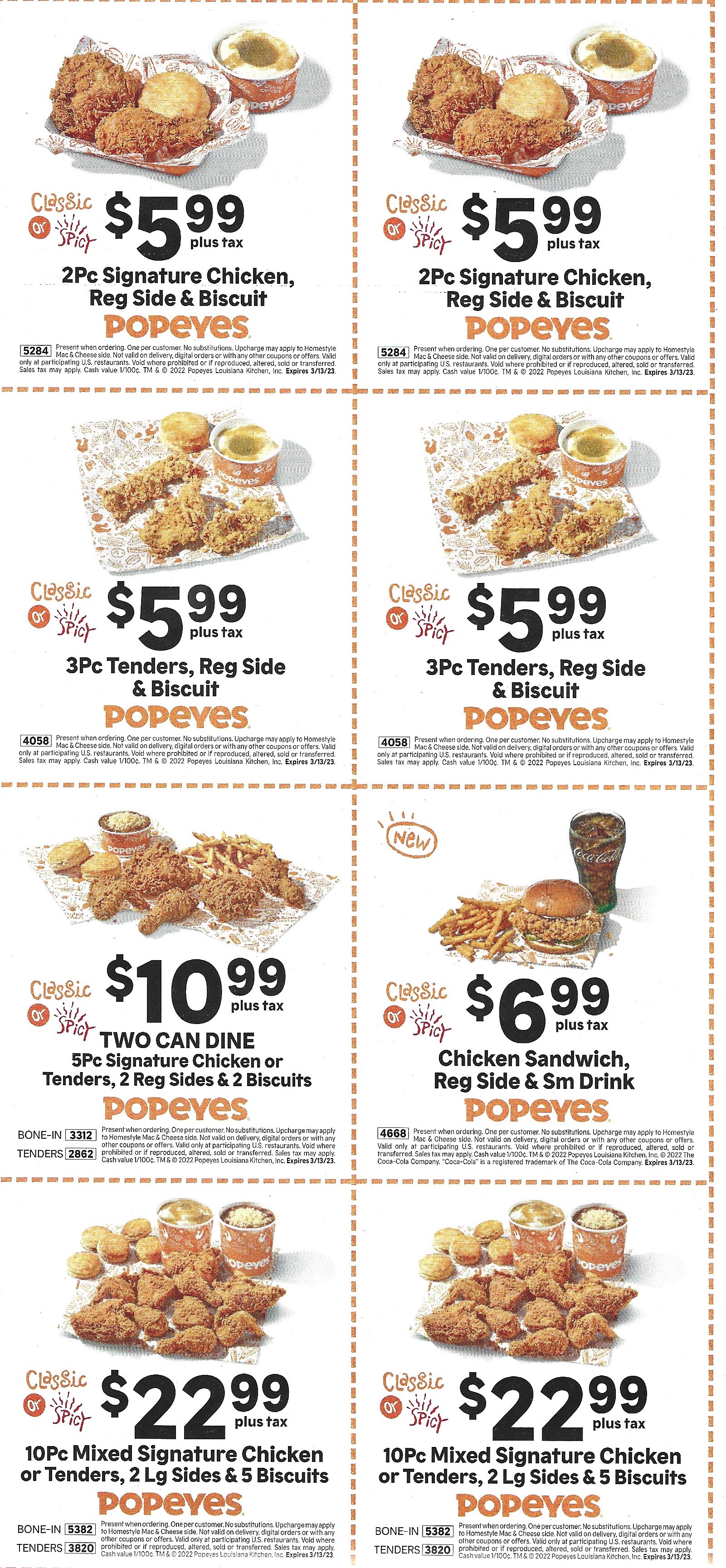 Popeyes Chicago Deals Coupons December 2022 Expires 3-13-2022 1
