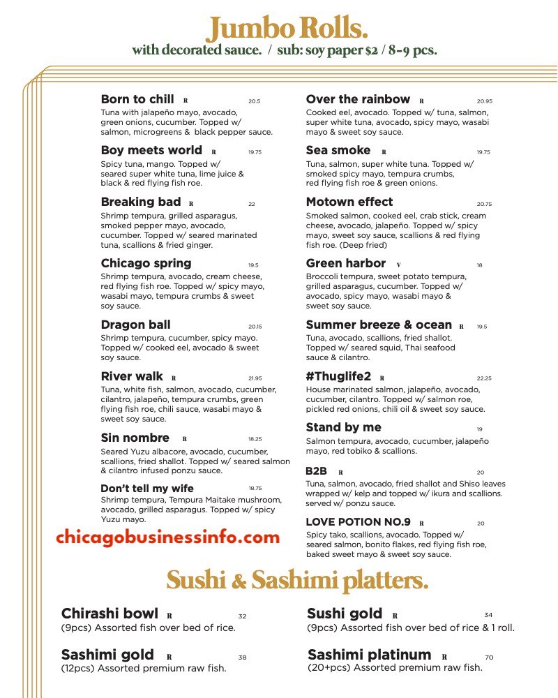 Yuzu Sushi Robata Grill Chicago Menu 4