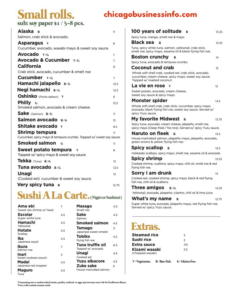 Yuzu Sushi Robata Grill Chicago Menu 5