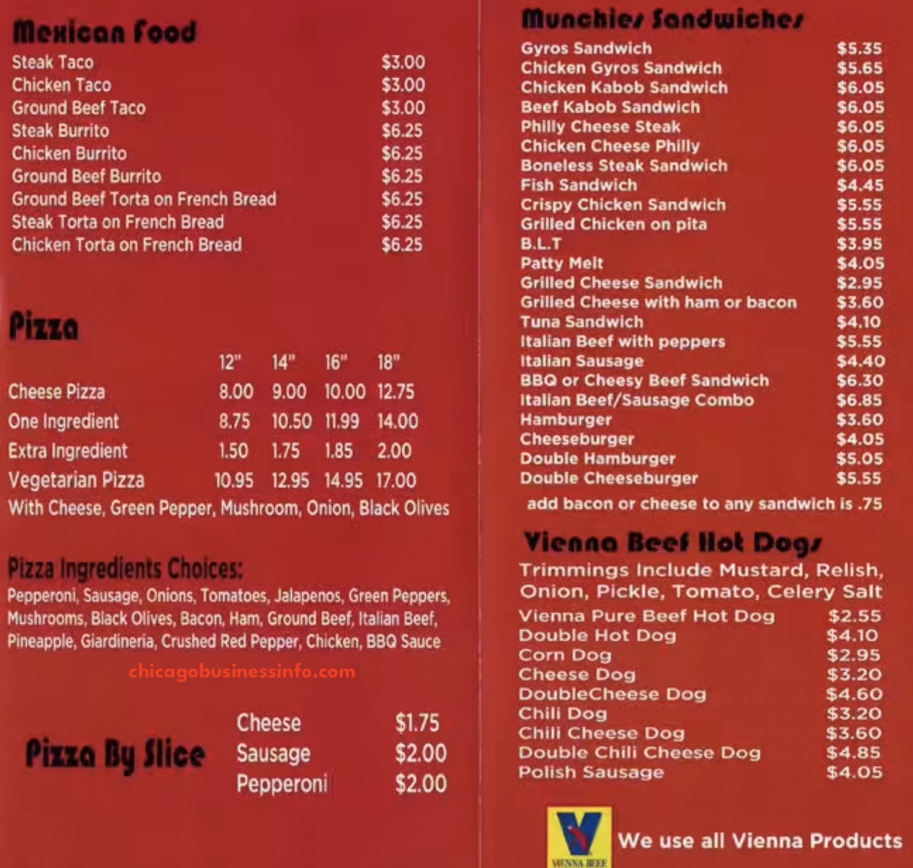 Munchies Gyros And Pizza Chicago Menu 2