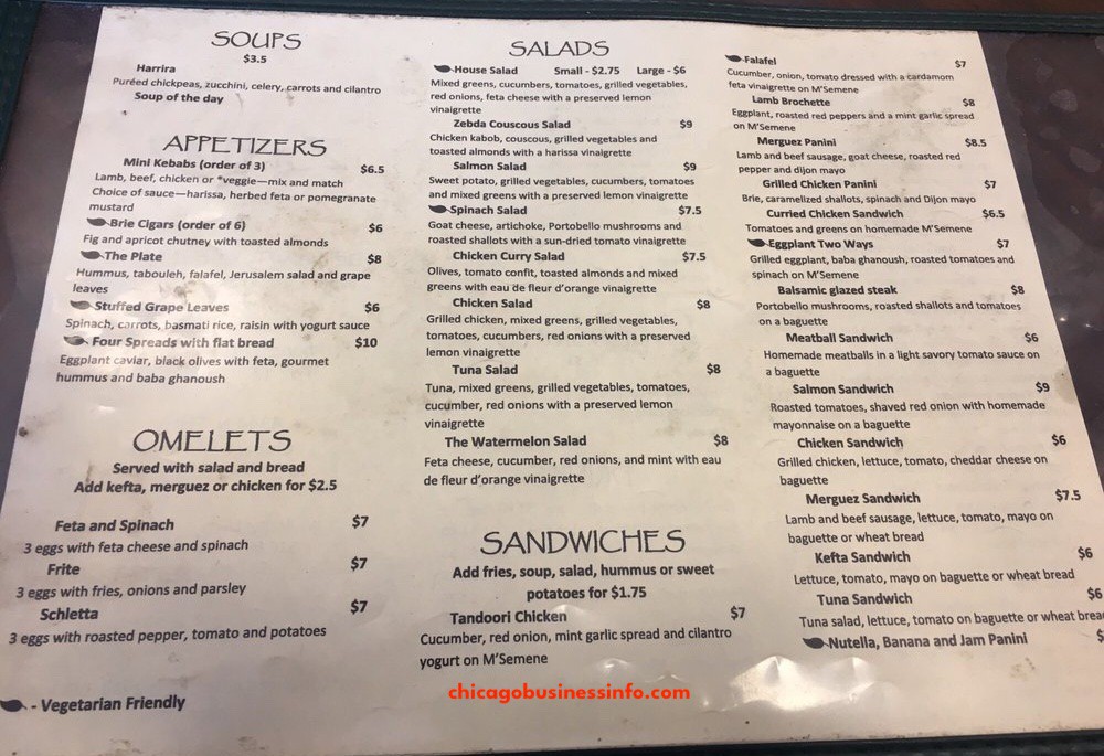 Zebda Chicago Menu 1