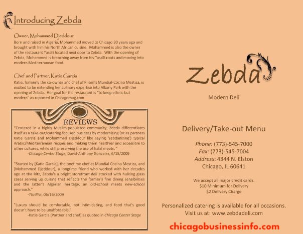 Zebda Chicago Menu 3