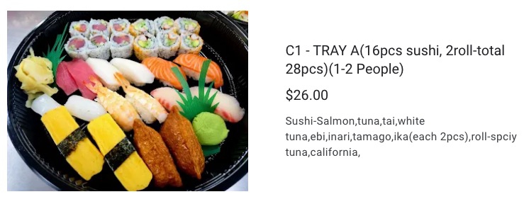 Lawrence Fish Market Chicago C1 Maki Sushi Tray