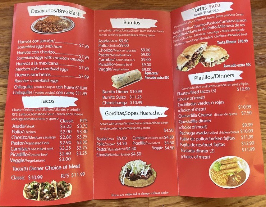 RJ's Mexican Grill Chicago Menu 2