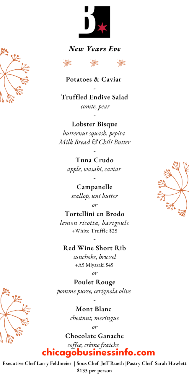 The Bristol Chicago New Years Eve Menu 2023