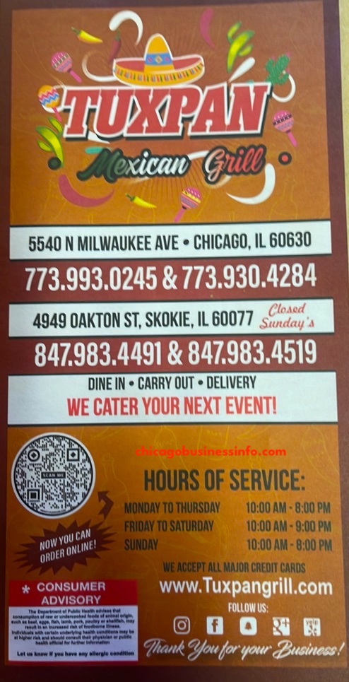 Tuxpan Mexican Grill (Milwaukee) Chicago Menu 1