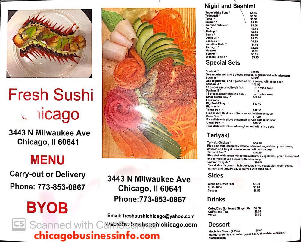 Fresh Sushi Chicago Restaurant Menu 3