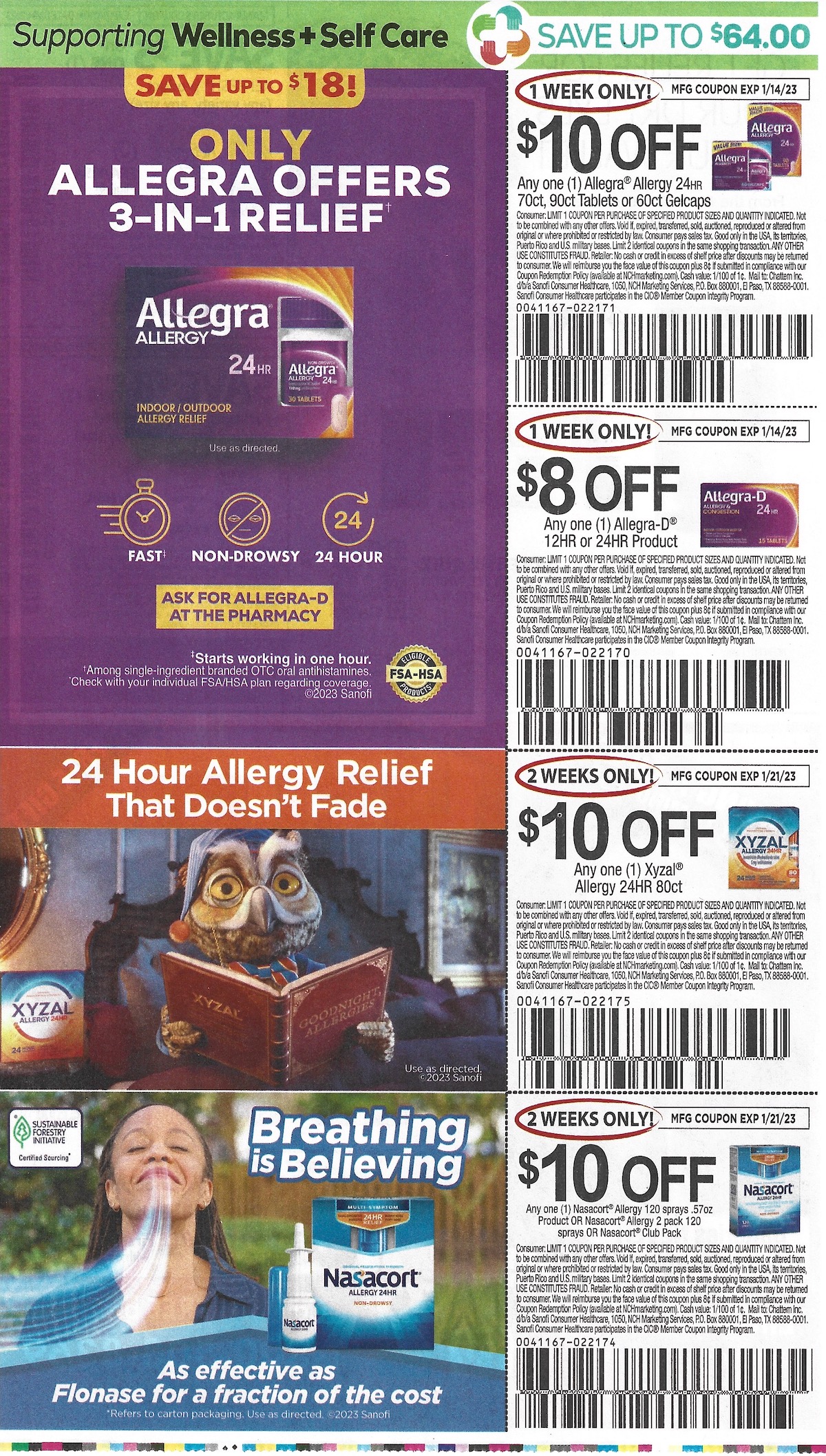 Chicago Tribune Smart Source Coupons January 08 2023 Allegra Xyzal Nasacort