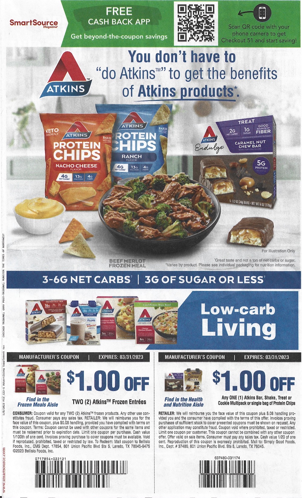 Chicago Tribune Smart Source Coupons January 08 2023 Atkins