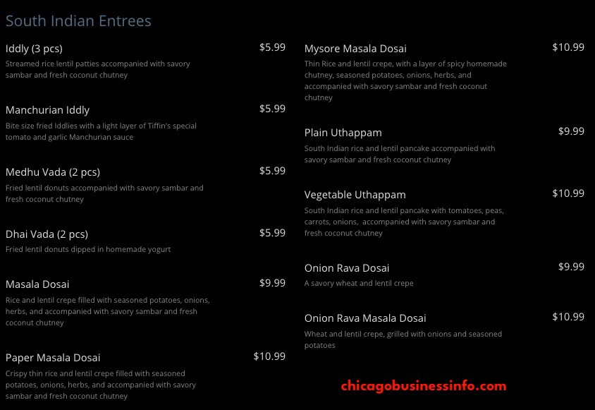 Tiffin The Indian Kitchen Chicago Menu 4