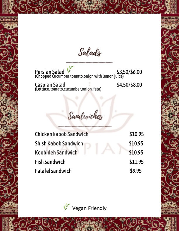 Caspian Kabab Chicago Menu 2