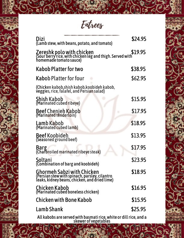 Caspian Kabab Chicago Menu 3