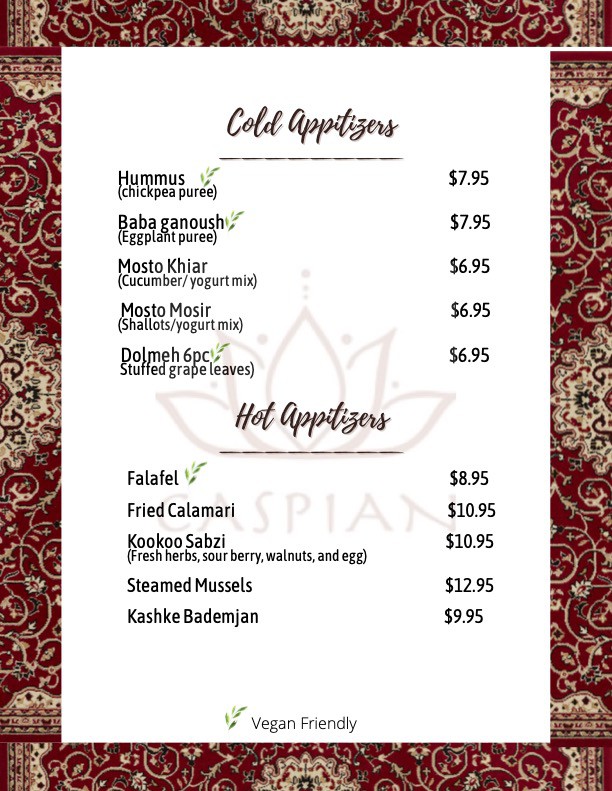 Caspian Kabab Chicago Menu 4