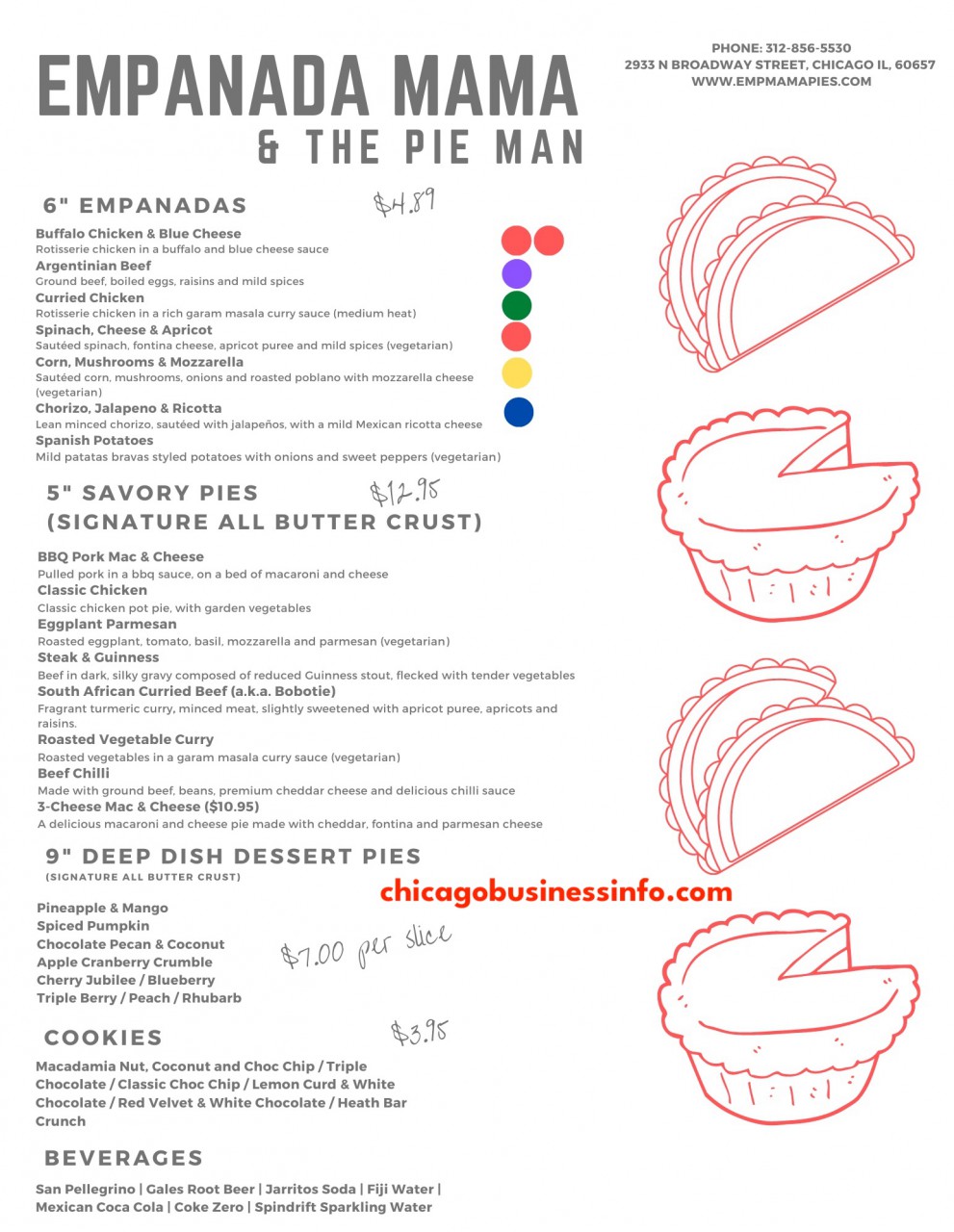 Empanada Mama and The Pie Man Chicago Menu