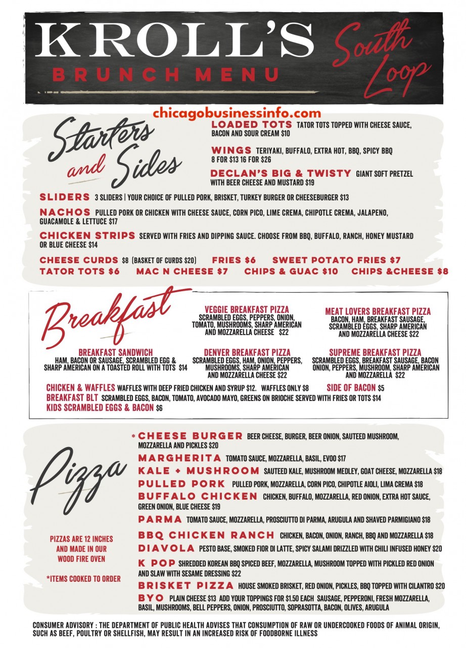 Kroll's South Loop Chicago Brunch Menu 1